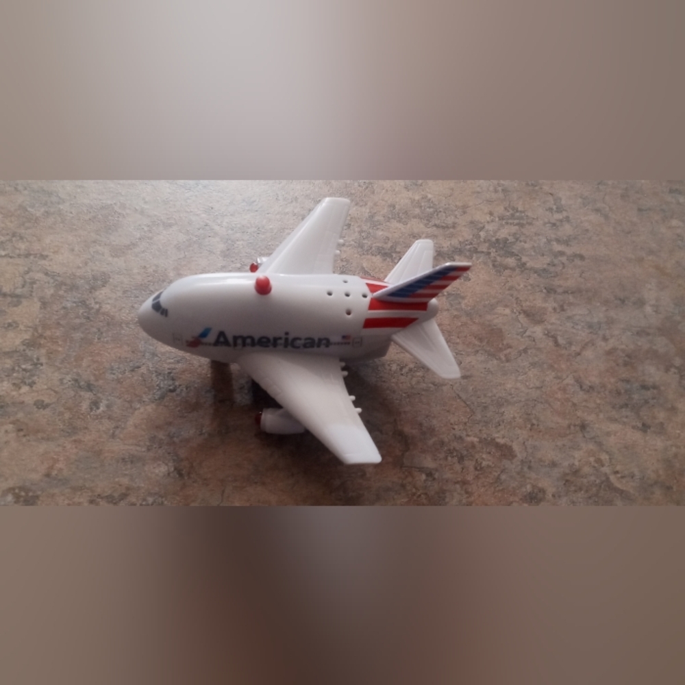 American airlines mini White LED Light-Up makes sound Toy Airplane - Portable
